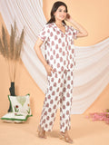 Women white pink printed cod set CS-2008