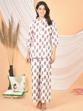 Women white pink printed cod set CS-2009