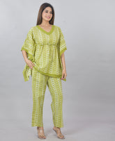 Plus Size Green handblock kaftan cordset