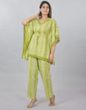 Plus Size Green handblock kaftan cordset