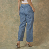 SKY BLUE BLUE COTTON STRIPE BELT PANT