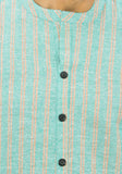 SKY BLUE PEACH STRIPE COTTON HANDLOOM CORD SET-25693