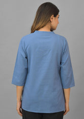 Women Mandarin Collar Cotton Top