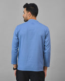 SKY BLUE SOLID COTTON HANDLOOM CORD SET-25081