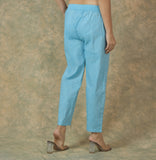 Sky Blue Solid Cotton Trouser Pant