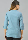Women Solid Mandarin Collar Cotton Kurti