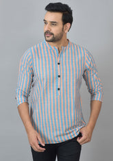 SKY BLUE YELLOW STRIPE COTTON HANDLOOM CORD SET-25725