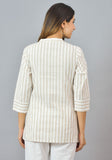 Women Striped High Neck Cotton Top