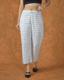 White Black Cotton Checks Regular Pant