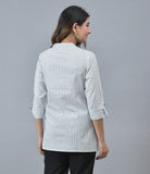 White Black Cotton Checks Women Top-10289