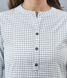 White Black Cotton Checks Women Top-10289