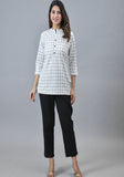 White Black Cotton Checks Women Top10290