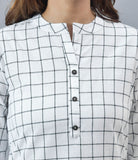 White Black Cotton Checks Women Top10290