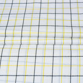 White Black and Yellow Checks Cotton Handloom Fabric