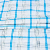 White Blue Checks Cotton Handloom Fabric