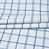 White Blue Twill Cotton Handloom Fabric