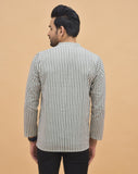 Combo of 3 Men Kurtas Stripe Cotton Handloom Black Beige and Gray