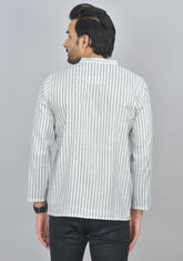 Combo of 2 Men Cotton Self Design Short Kurta White and Green