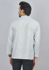 Combo of 2 Men Cotton Self Design Short Kurta White and Peach
