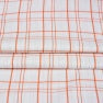 White Orange Triple Line Checks Cotton Handloom Fabric