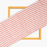 White Peach Stripe Cotton Handloom Fabric
