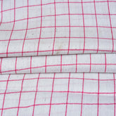 White Pink Checks Cotton Handloom Fabric