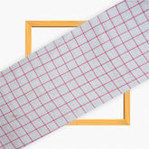 White Pink Checks Cotton Handloom Fabric