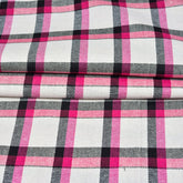 White Pink and Black Twill Cotton Handloom Fabric