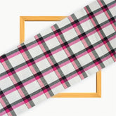 White Pink and Black Twill Cotton Handloom Fabric