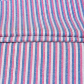 White Pink and Blue Stripe Cotton Handloom Fabric