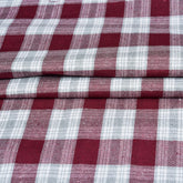 White Red Twill Cotton Handloom Fabric