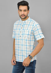 WHITE SKY BLUE CHECKS COTTON HANDLOOM CORD SET