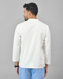 Mens WHITE SOLID COTTON HANDLOOM CORD SET-25075