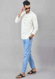 Mens WHITE SOLID COTTON HANDLOOM CORD SET-25075