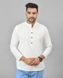 Mens WHITE SOLID COTTON HANDLOOM CORD SET-25075