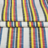White Yellow and Black Stripe Cotton Handloom Fabric