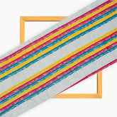 White Yellow and Red Stripe Cotton Handloom Fabric