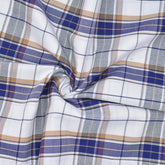 White and Blue Check Handloom Cotton Fabric