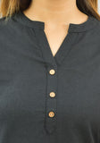 Women Co-Ords Black Cotton Flax Dress Top and Shorts-10327