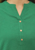 Women Co-Ords Bottle Green Cotton Flax Dress Top and Bottom-10713