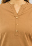 Women Co-Ords Brown Cotton Flax Dress Top and Shorts-10328