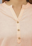 Women Co-Ords Light Peach Cotton Flax Dress Top and Bottom-10718