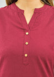 Women Co-Ords Maroon Cotton Flax Dress Top and Shorts-10323