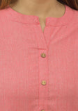 Women Co-Ords Peach Cotton Flax Dress Top and Bottom-10719