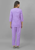 Women Co-Ords Purple Cotton Flax Dress Top and Bottom-10715