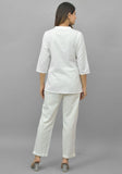 Women Co-Ords White Cotton Flax Dress Top and Bottom-10714