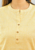 Women Co-Ords Yellow Cotton Flax Dress Top and Shorts-10321