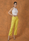 Yellow Black Cotton Checks Belt Pant