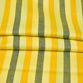Yellow Black Stripe Cotton Handloom Fabric