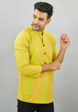 YELLOW RED STRIPE COTTON HANDLOOM CORD SET-25694